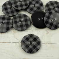Plastic button with check big - black