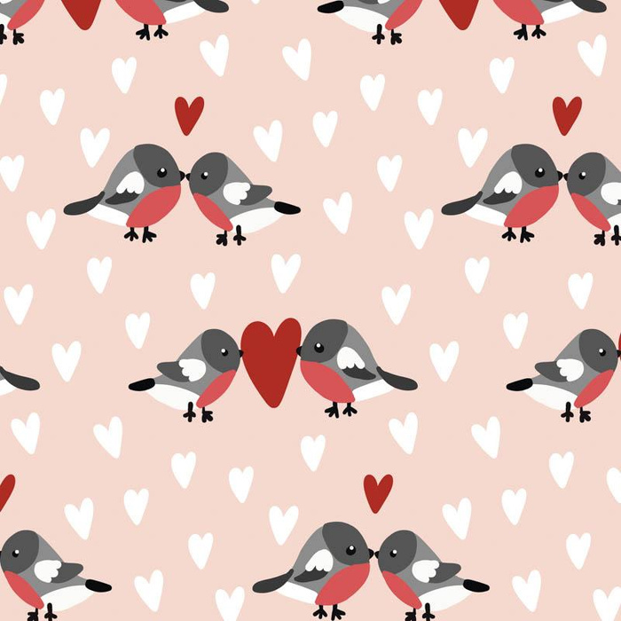BIRDS IN LOVE PAT. 2 / light pink (BIRDS IN LOVE) - single jersey with elastane