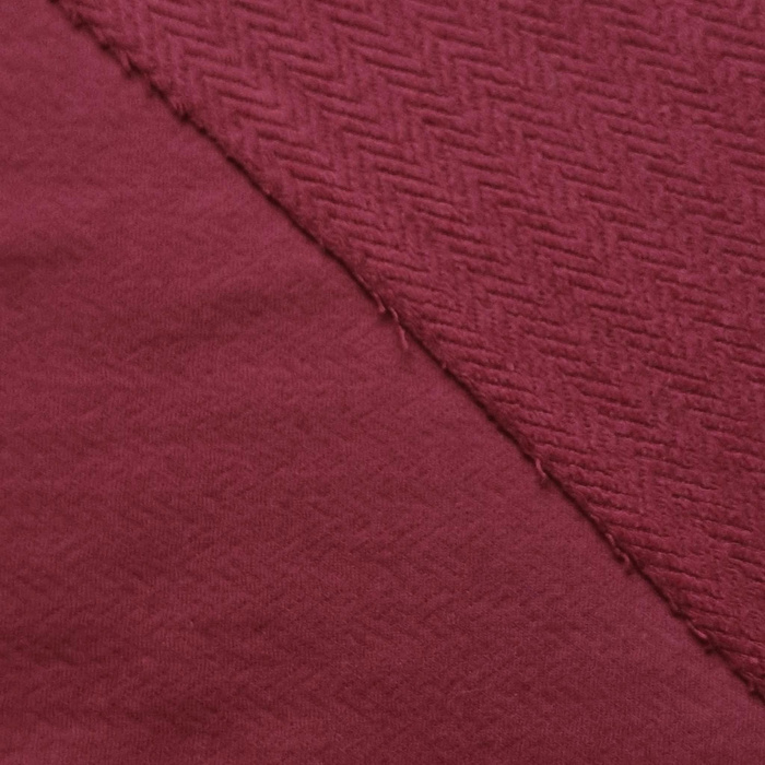 50cm Wendbarer French Terry mit Fischgrätmuster - DUNKELROT/ / MR-20  (P290j)