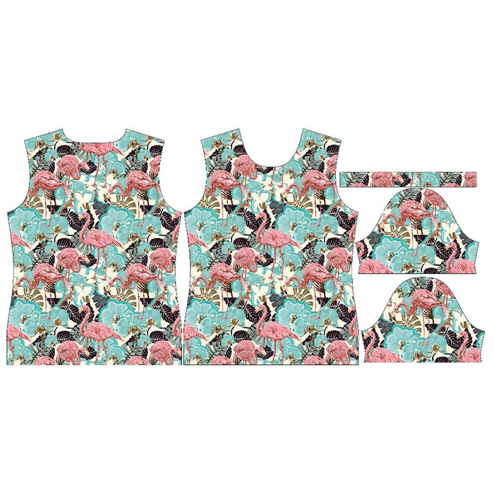 DAMEN T-SHIRT - FLAMINGOS UND  MONSTERAS - Single Jersey S