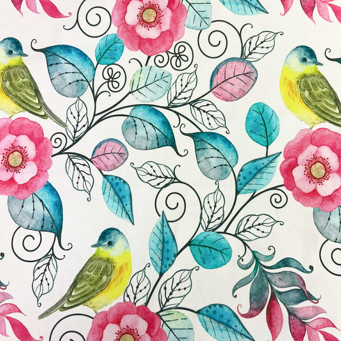 BIRDS & FLOWERS / pink lemonade - single jersey 
