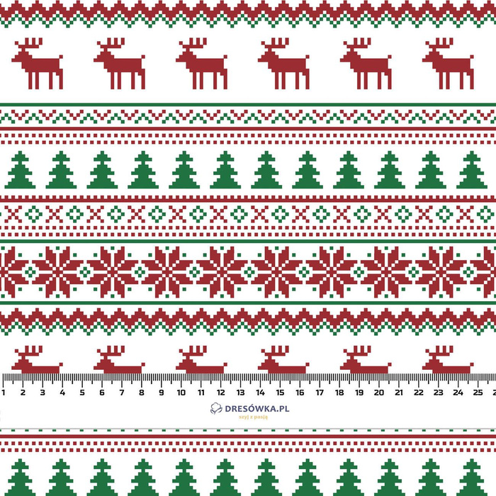 REINDEERS PAT. 2 / maroon - green - Cotton woven fabric
