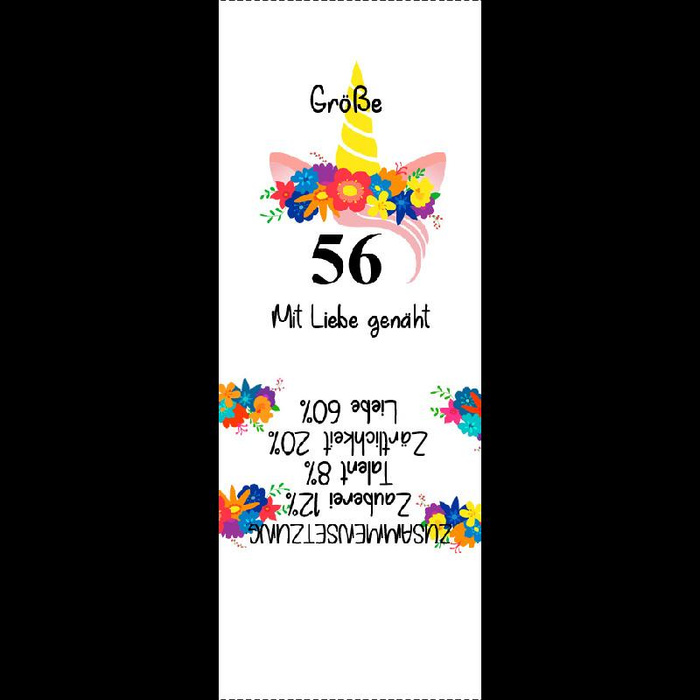 Girlish care tag "UNICORN / garland" DE - size 86 - 9 pcs set