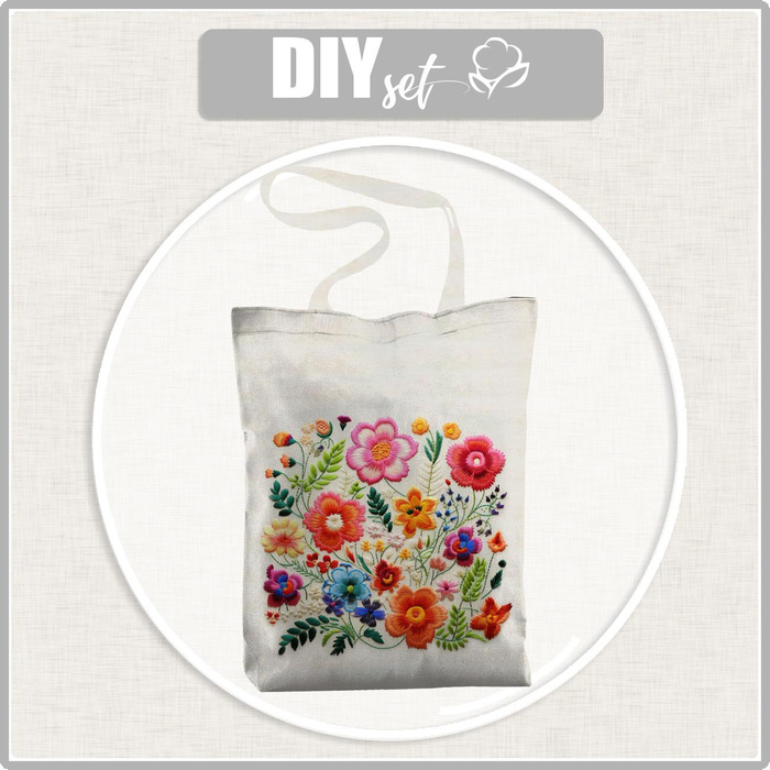SHOPPER TASCHE - FLOWERS 3D WZ. 17 - Baumwoll Webware - Nähset