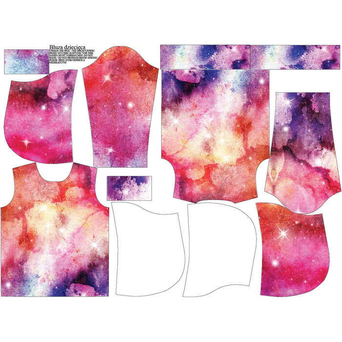 KID'S HOODIE (ALEX) - WATERCOLOR GALAXY PAT. 6 - looped knit fabric (122/128)