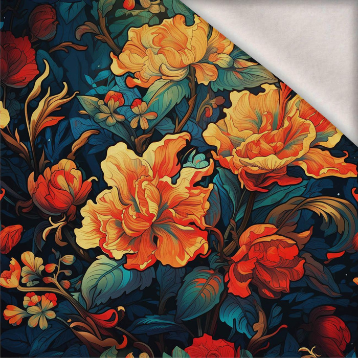 VINTAGE CHINESE FLOWERS WZ. 4 - dzianina drapana z elastanem ITY