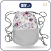 GYM BAG WITH POCKET - WATERCOLOR BOUQUET Pat. 2 - sewing set