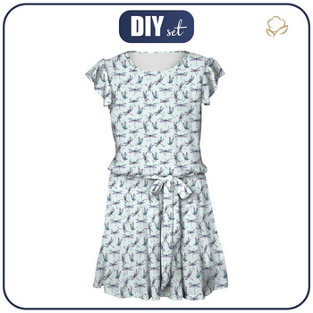 DRESS "EMMA" - DRAGONFLIES pat. 2 (DRAGONFLIES AND DANDELIONS) - Viscose jersey with elastane XXL