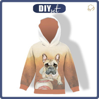 KID'S HOODIE (ALEX) - BULLDOG / brown - looped knit fabric (134/140)