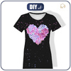 WOMEN’S T-SHIRT - HEART FLOWERS / black - sewing set L