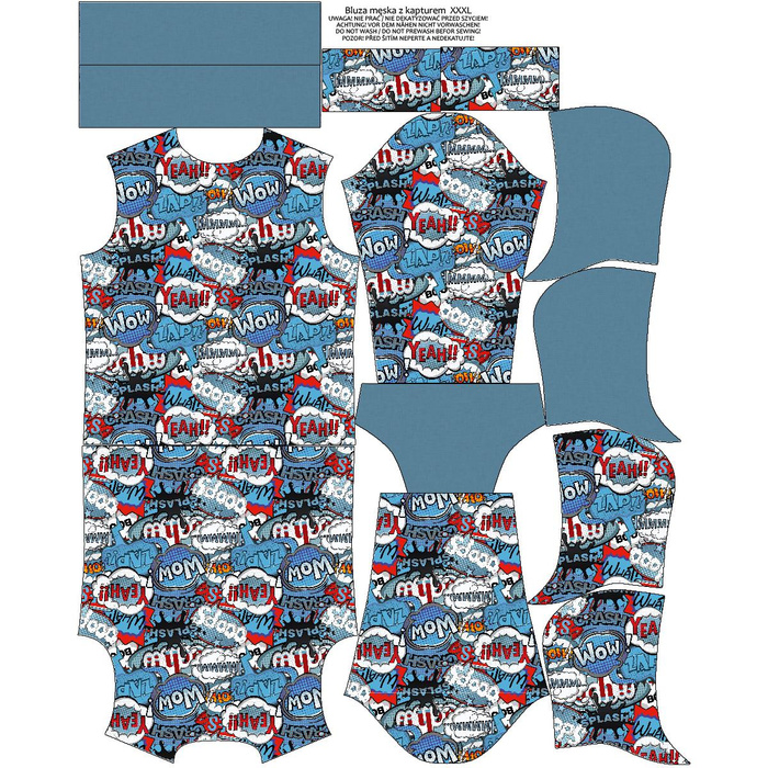 MEN’S HOODIE (COLORADO) - COMICS (blue - red) - sewing set S