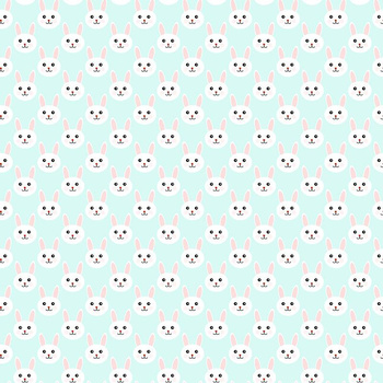 BUNNIES / light mint - Cotton woven fabric
