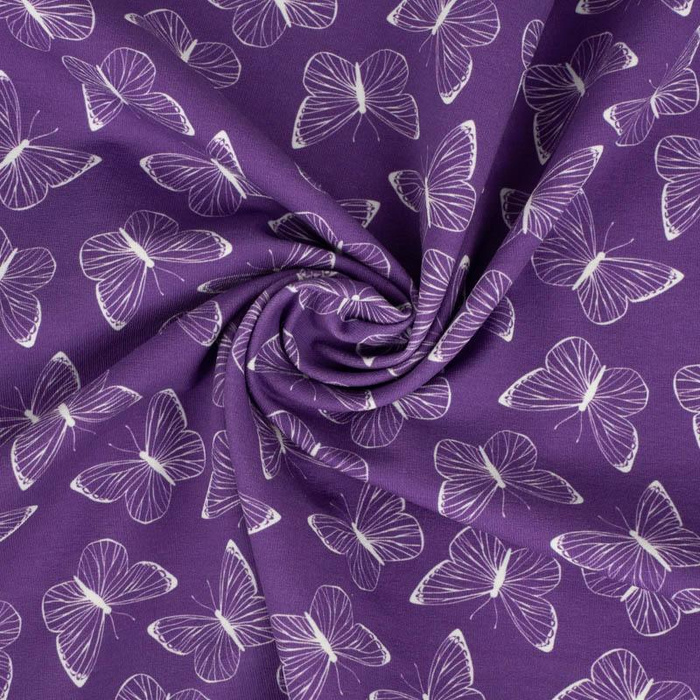 MOTYLE / kontur (PURPUROWE MOTYLE) - tkanina wodoodporna