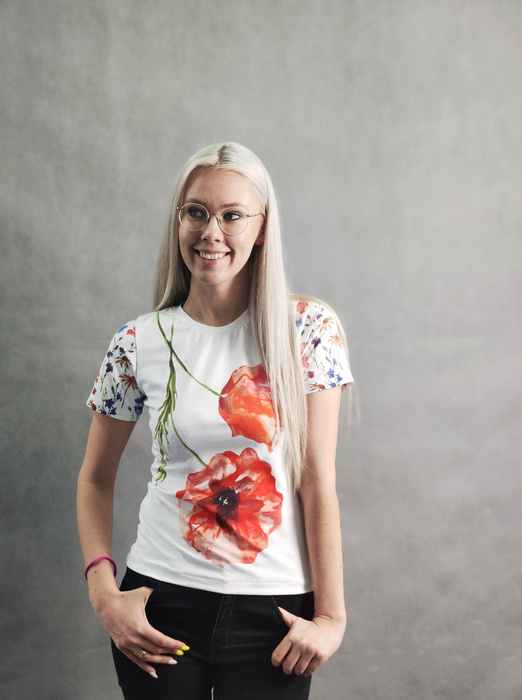 DAMSKI T-SHIRT - I LOVE YOU wz. 4 - Z WŁASNYM ZDJĘCIEM - ZESTAW DO USZYCIA