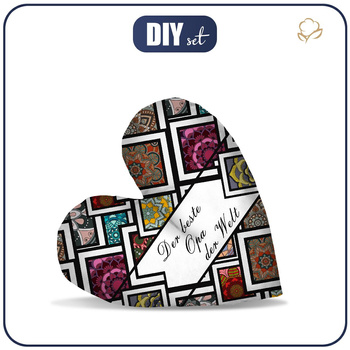 DECORATIVE PILLOW HEART - Der beste Opa der Welt / STAINED GLASS