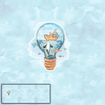 WHALE IN A BULB pat.2 (MAGIC OCEAN) - PANORAMIC PANEL 60 cm
