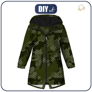 KIDS PARKA (ARIEL) - CAMOUFLAGE / STRIPES - sewing set