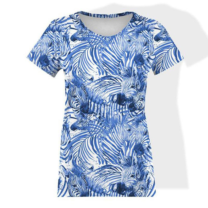 DÁMSKÉ TRIČKO - ZEBRY (CLASSIC BLUE) - single jersey XL