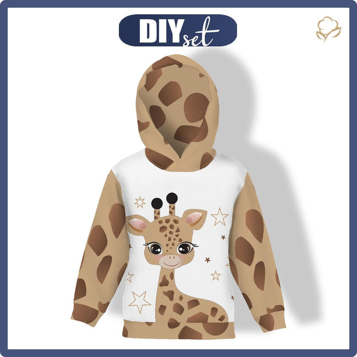 KID'S HOODIE (ALEX) - GIRAFFE SUSIE - looped knit fabric (98/104)
