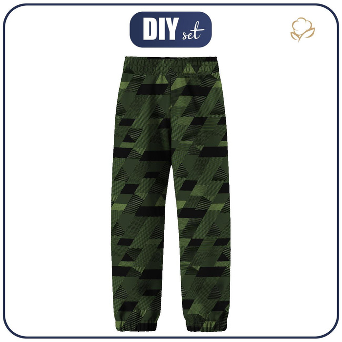 CHILDREN'S SOFTSHELL TROUSERS (YETI) - GEOMETRYCZNE MORO WZ. 1 - sewing set (98/104)