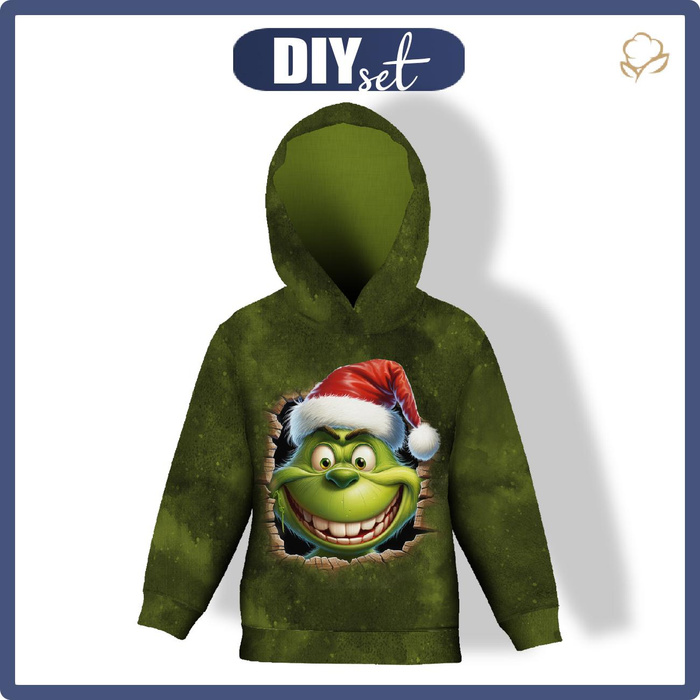 KID'S HOODIE (ALEX) - GREEN CREATURE 2 - sewing set
