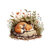 SLEEPING FOX - panel (75cm x 80cm) SINGLE JERSEY
