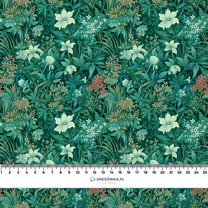 VERDIGRIS / FLOWERS - Hydrophobic brushed knit