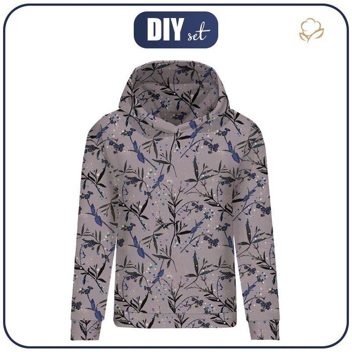 BLUZA DAMSKA (POLA) CLASSIC Z KAPTUREM - ZACZAROWANA ŁĄKA (ZACZAROWANA NOC) - dzianina pętelkowa  L