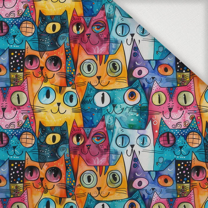NEON CATS WZ.2 - Woven Fabric for tablecloths