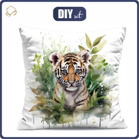 POLŠTÁŘ 45x45 - WATERCOLOR TIGER - Panama 220g - Sada šití