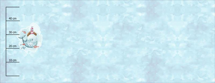 WHALE AND LIGHTHOUSE pat.1 (MAGIC OCEAN) - PANORAMIC PANEL (60cm x 155cm)