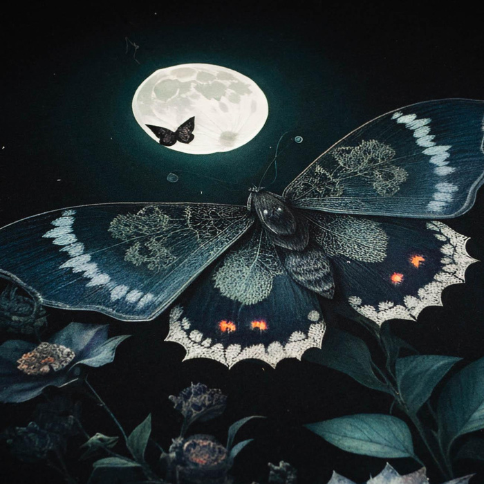 NIGHT BUTTERFLY - Panel (75cm x 80cm) Voděodolná tkanina Oxford