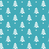 CHRISTMAS TREES WITH STARS / dark turquoise - Cotton woven fabric