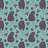 BEARS WITH WILD STRAWBERRIES - single jersey with elastane TE210