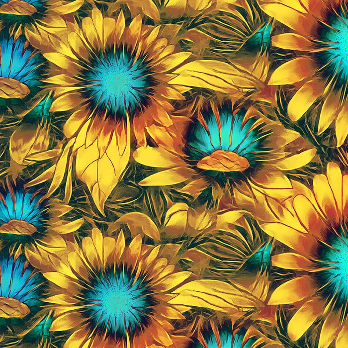SUNFLOWERS pat. 1 - Cotton woven fabric