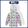 KID'S HOODIE - UNICORNS AND ICE CREAM / rainbow  - looped knit fabric (134/140)