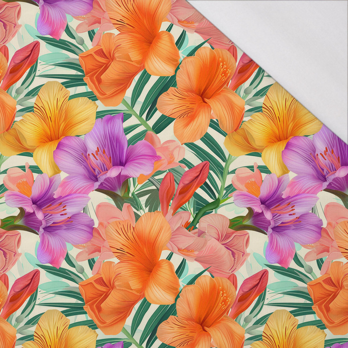 FLOWERS PAPAYA ORANGE WZ. 11 - single jersey