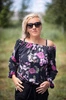 Bardot neckline blouse (SOFIA) - WATERCOLOR FLOWERS PAT. 4 - sewing set XS