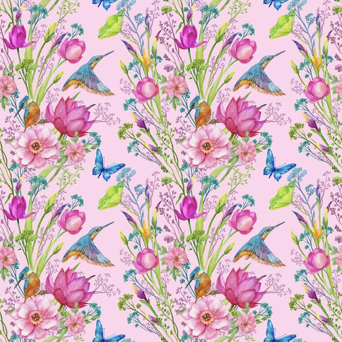 MINI EISVÖGEL UND SCHMETTERLINGE (EISVÖGEL AUF DER WIESE) - Slub Weave