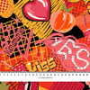 GRAFFITI HEARTS / black - looped knit fabric with elastane ITY