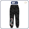 WOMEN'S JOGGERS (NOEMI) - WATER-COLOR FLOWERS pat. 2 / black - sewing set S