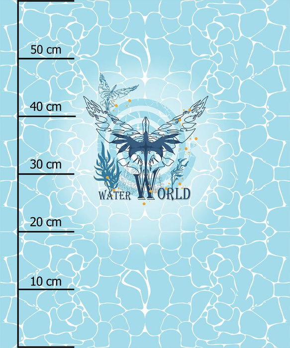 WODNY ŚWIAT / błękitny - PANEL (60cm x 50cm) SINGLE JERSEY