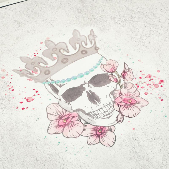 SKULL QUEEN - panoramic panel looped knit 