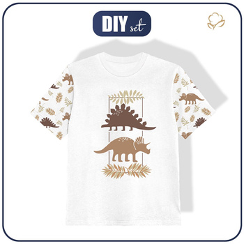 KINDER T-SHIRT- BRAUNE DINOSAURIER M. 4 - Single Jersey (104/110)