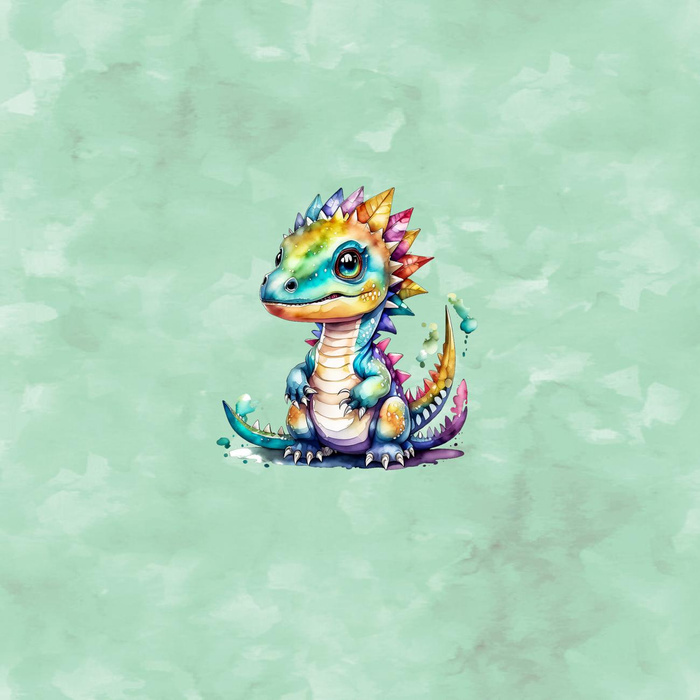 CUTE DINO PAT. 2 - panel (60cm x 50cm) looped knit