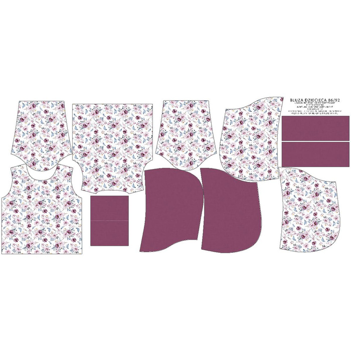 KID'S HOODIE (ALEX) - WATERCOLOR BOUQUET Pat. 2 - looped knit fabric (98/104)