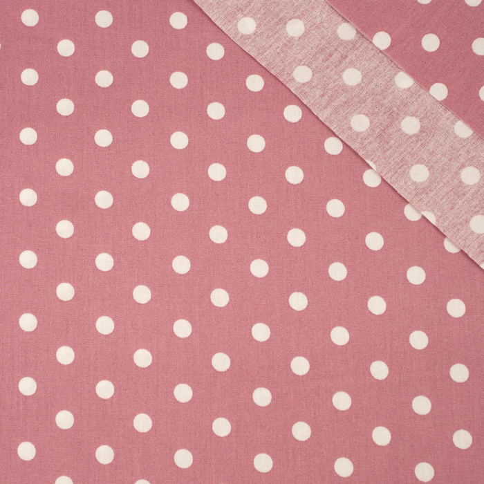 WHITE PEAS / Flamingo Pink - Cotton woven fabric