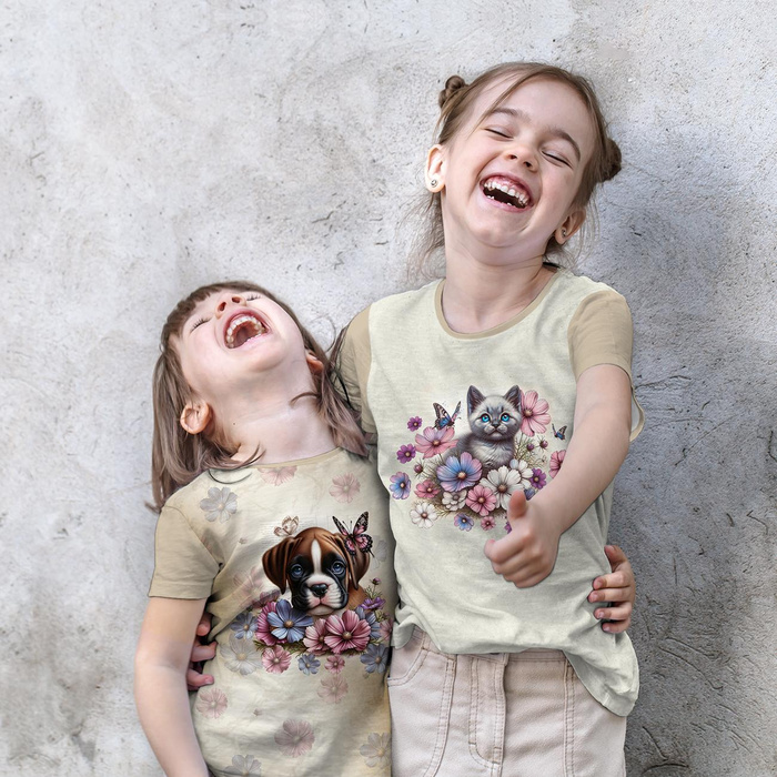 CUTE ANIMALS wz.16 - panel (60cm x 50cm)  Baumwoll Musselin