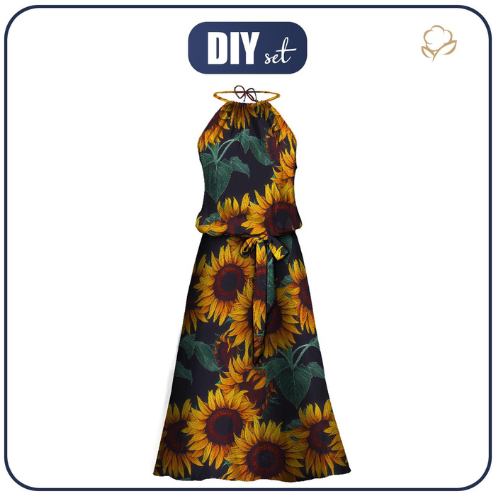 KLEID "DALIA" MAXI (XXL-XXXL) - GEMALTE SONNENBLUMEN M. 1 - Nähset