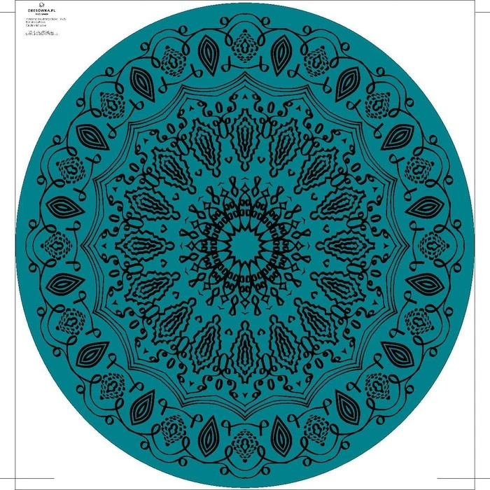 Big circle skirt panel - CREPE - MANDALA pat. 6 / emerald